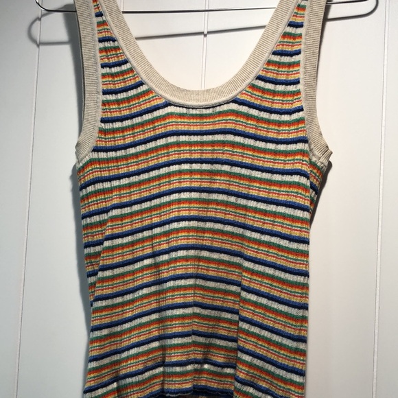 Madewell multi stripe stretch Jones tank ribbed cotton XS - Picture 5 of 6